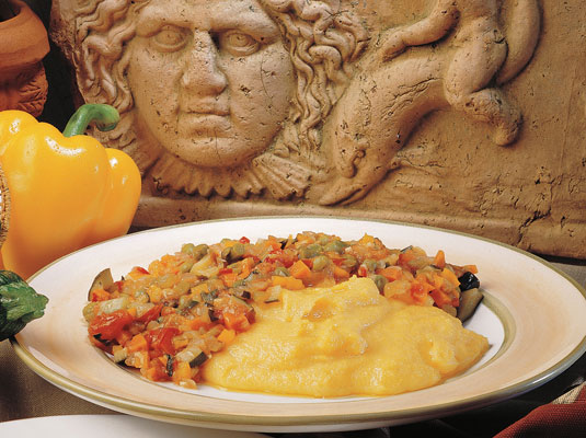 野菜とポレンタ