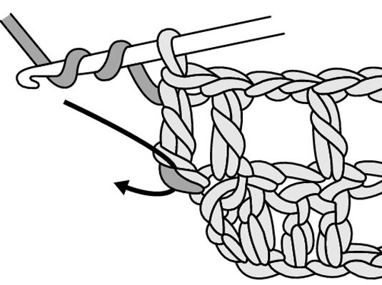 フィレットかぎ針編みの行の終わりにあるブロックを増やす